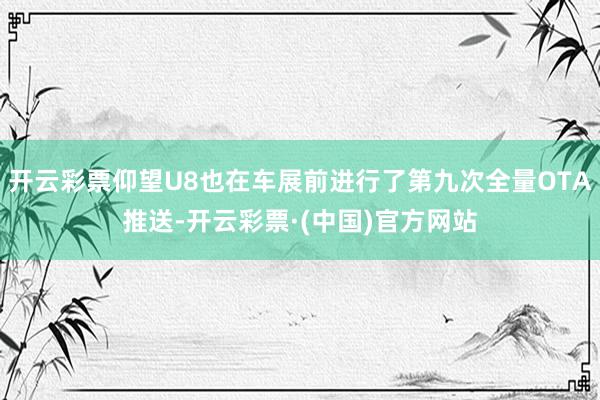 开云彩票仰望U8也在车展前进行了第九次全量OTA推送-开云彩票·(中国)官方网站