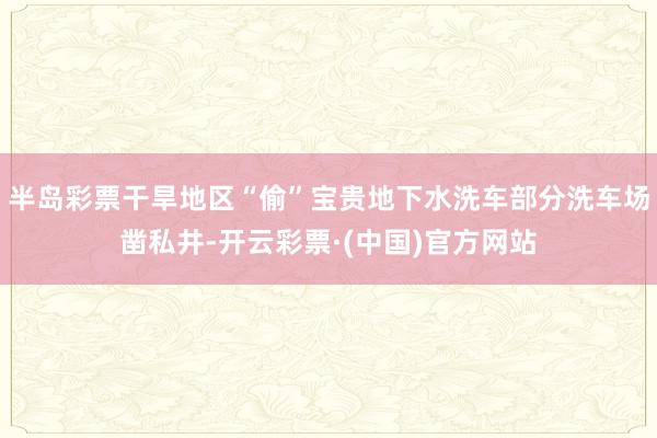 半岛彩票干旱地区“偷”宝贵地下水洗车部分洗车场凿私井-开云彩票·(中国)官方网站