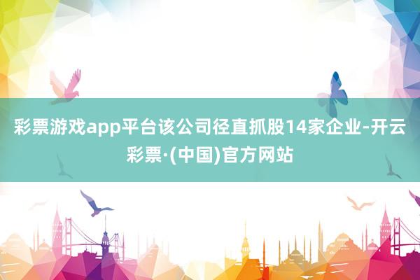 彩票游戏app平台该公司径直抓股14家企业-开云彩票·(中国)官方网站