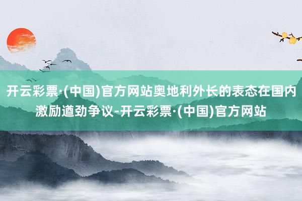 开云彩票·(中国)官方网站奥地利外长的表态在国内激励遒劲争议-开云彩票·(中国)官方网站