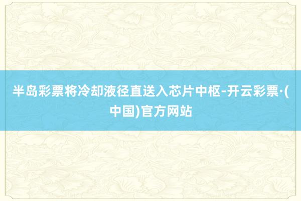 半岛彩票将冷却液径直送入芯片中枢-开云彩票·(中国)官方网站