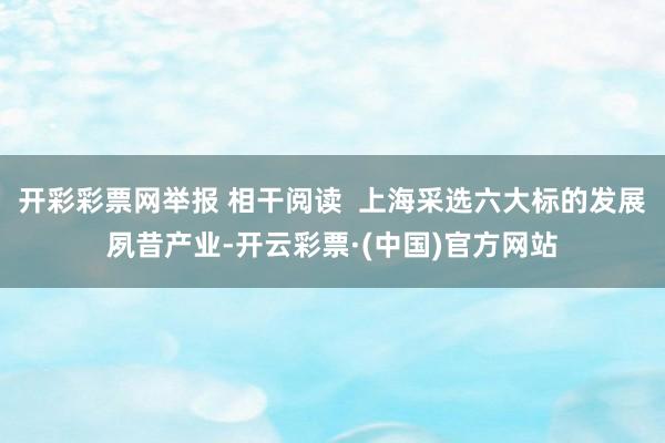 开彩彩票网举报 相干阅读  上海采选六大标的发展夙昔产业-开云彩票·(中国)官方网站