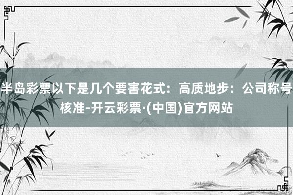 半岛彩票以下是几个要害花式:高质地步:公司称号核准-开云彩票·(中国)官方网站