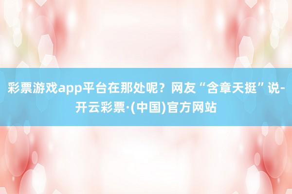 彩票游戏app平台在那处呢？网友“含章天挺”说-开云彩票·(中国)官方网站