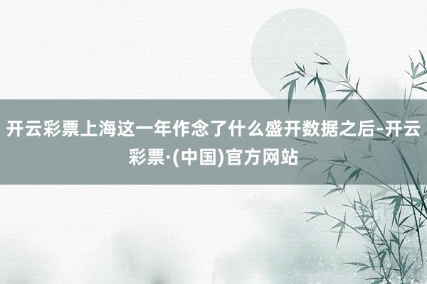 开云彩票上海这一年作念了什么盛开数据之后-开云彩票·(中国)官方网站