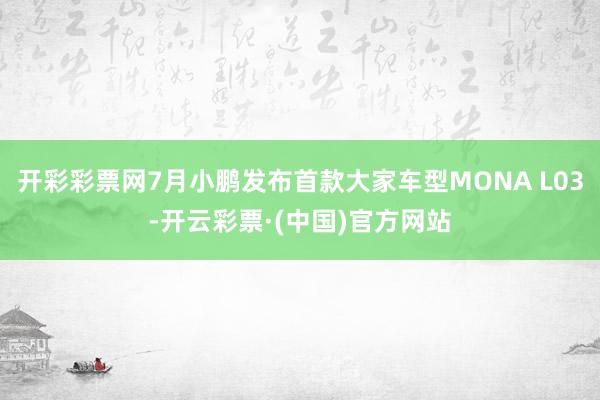 开彩彩票网7月小鹏发布首款大家车型MONA L03-开云彩票·(中国)官方网站